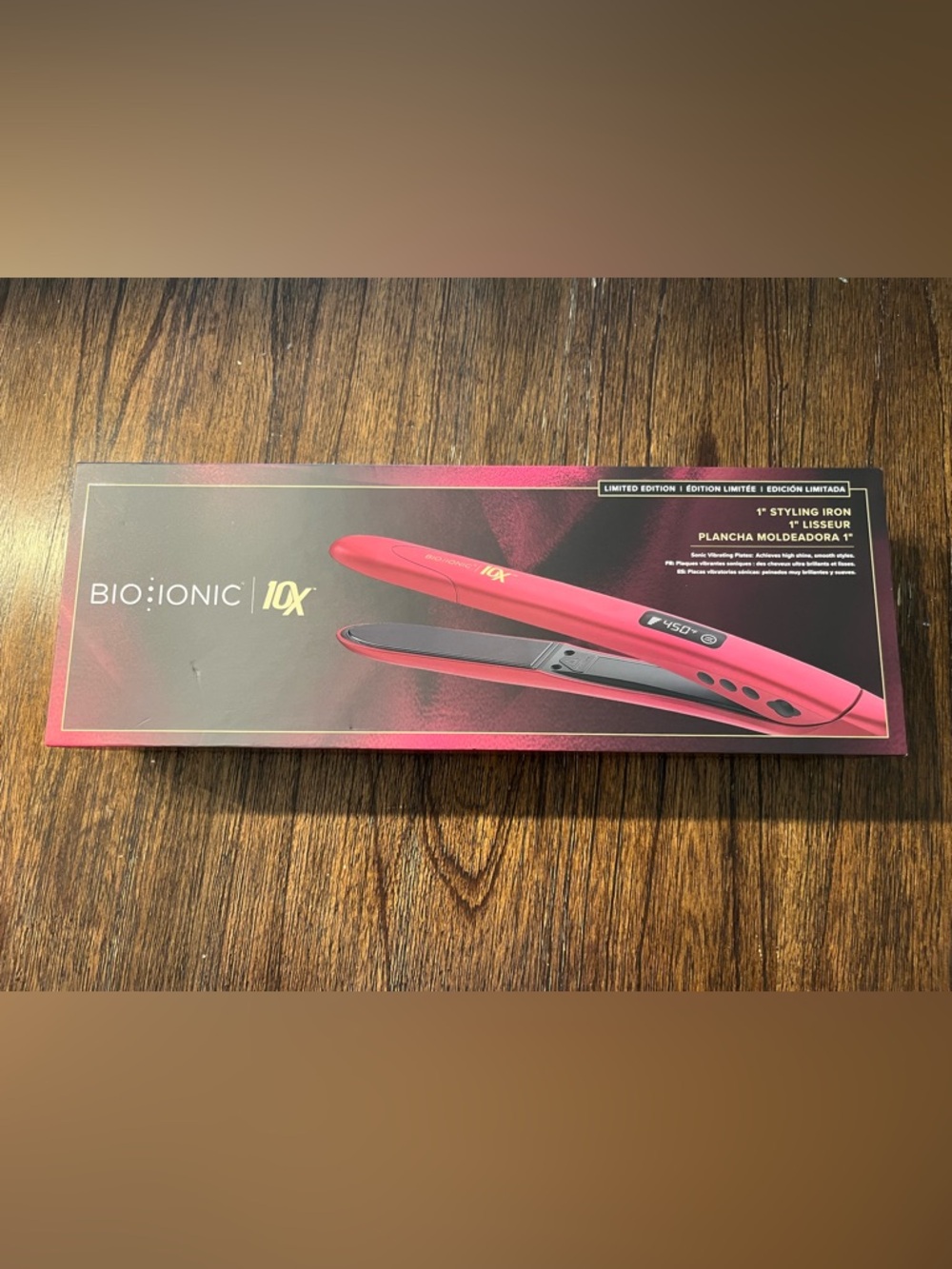 Bio ionic 10x 1” styling flat iron red